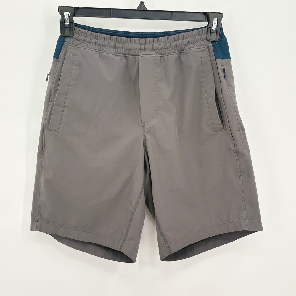 Birddogs Mens Gym Shorts Grey Navy Blue Lined Athletic Training Size S Long 9 in